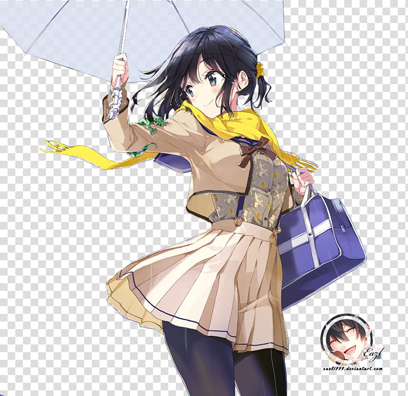 [Render] Original (Tiv), black-haired female anime character illustration transparent background PNG clipart