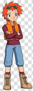 Pokemon, orange-haired male character illustration transparent background PNG clipart