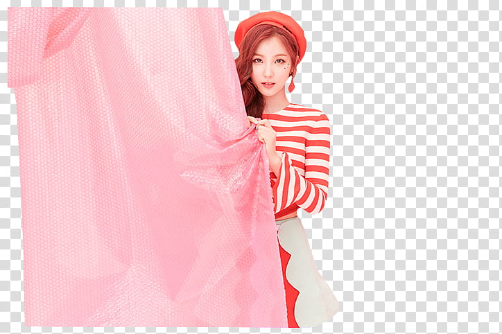 ELRIS, woman holding pink curtain transparent background PNG clipart