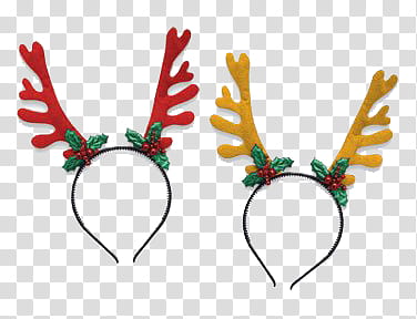 Christmas, red and yellow reindeer headbands transparent background PNG clipart