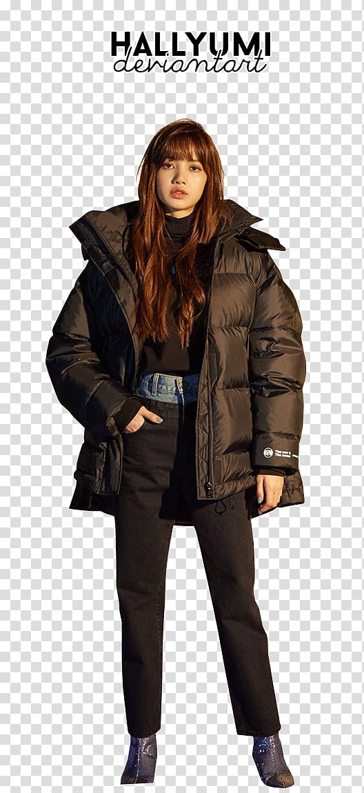 Lisa, black leather puffer jacket transparent background PNG clipart