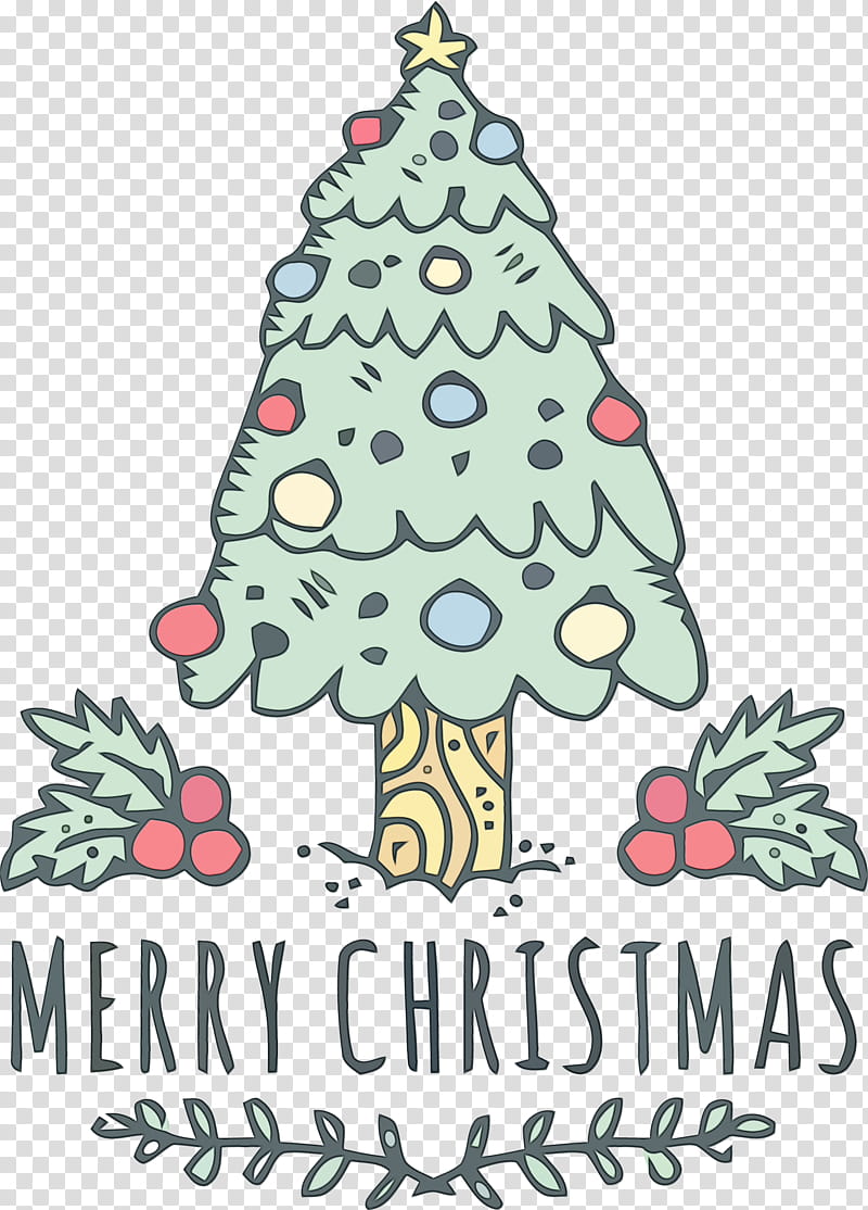 Christmas tree, Watercolor, Paint, Wet Ink, Colorado Spruce, Oregon Pine, Christmas , Holiday Ornament transparent background PNG clipart