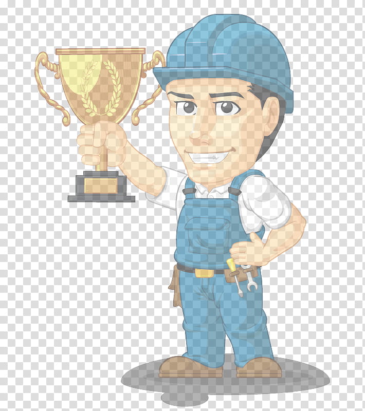 cartoon construction worker figurine gesture, Cartoon transparent background PNG clipart