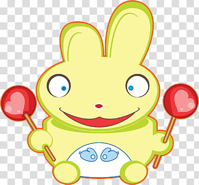 Cute, bunny holding lollipops transparent background PNG clipart