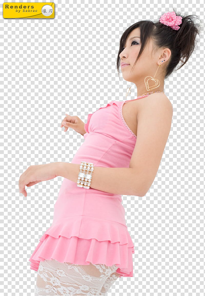 Renders  Asian Girls, woman wearing pink skirt standing transparent background PNG clipart
