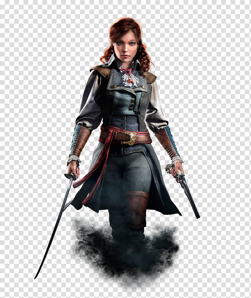 Assassin Creed Unity Templar Elise, woman in black leather cowgirl costume transparent background PNG clipart