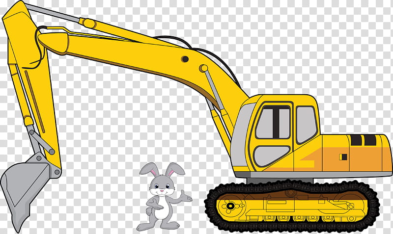 Excavator Construction Equipment, Heavy Machinery, Bulldozer, Cartoon, Backhoe, Loader, Demolition, Tractor transparent background PNG clipart