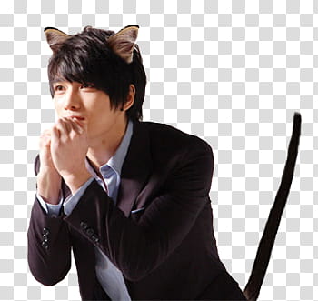 , man in purple suit wearing cat ears costume transparent background PNG clipart