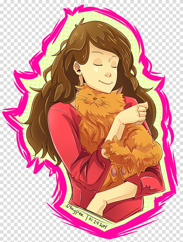 Hermione and Crookshanks transparent background PNG clipart