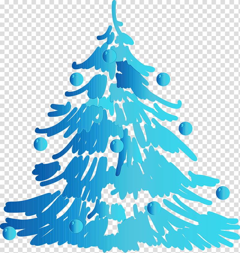 Christmas tree, Watercolor, Paint, Wet Ink, Colorado Spruce, Oregon Pine, Aqua, White Pine transparent background PNG clipart