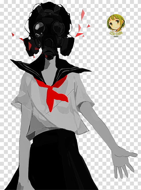 Anime Render Girl, girl wearing gas mask illustration transparent background PNG clipart