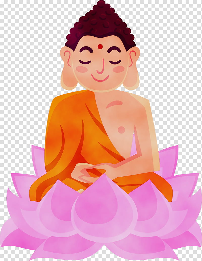 pink meditation sitting guru, Bodhi Lotus, Watercolor, Paint, Wet Ink transparent background PNG clipart