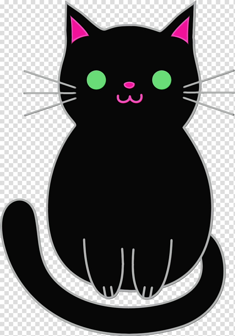 Hello Kitty Design, Watercolor, Paint, Wet Ink, Cat, Kitten, Black Cat, Cuteness transparent background PNG clipart