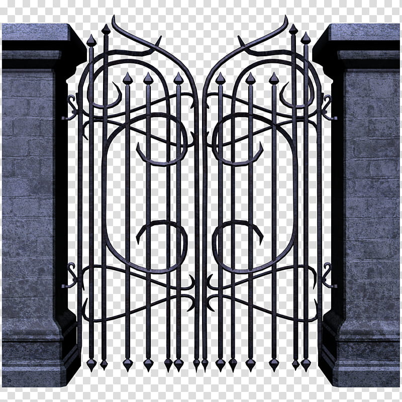 D Gothic Gateways, black steel gate transparent background PNG clipart