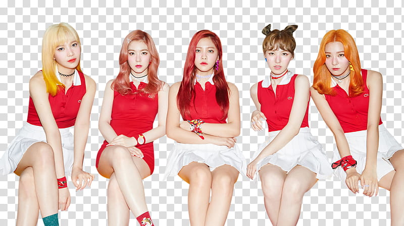 Red Velvet, five women wearing the same shirts transparent background PNG clipart