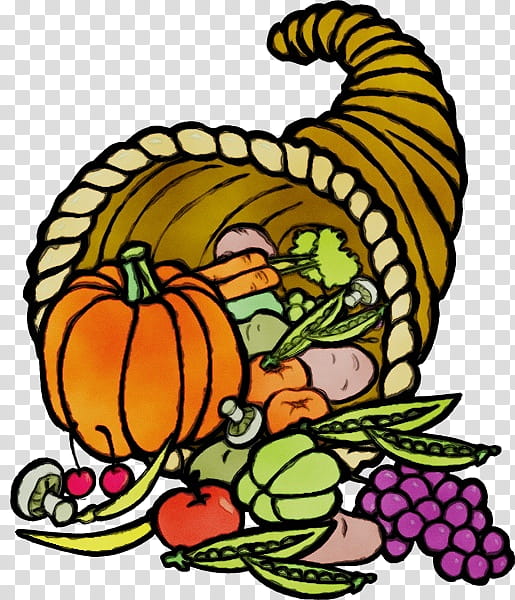 Thanksgiving Day Food, Watercolor, Paint, Wet Ink, Harvest Festival, Drawing, Cornucopia, Friendship Day transparent background PNG clipart