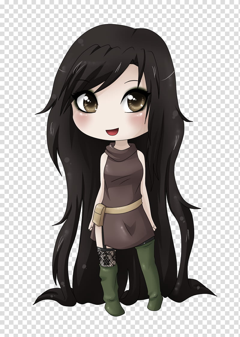 dolls, black long-haired female animated character transparent background PNG clipart