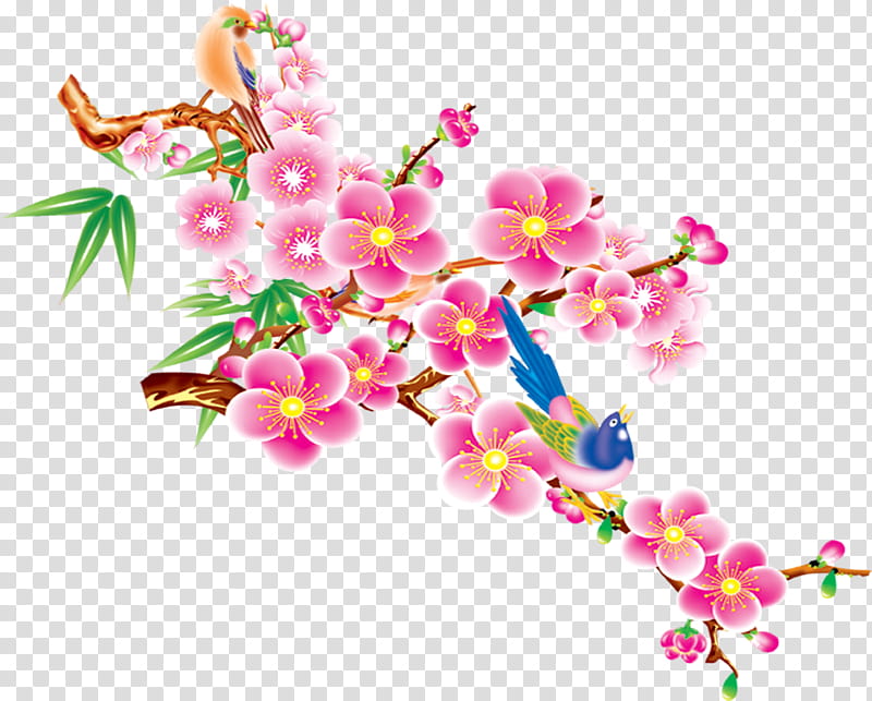 New Year Branch, Blossom, Floral Design, Flower, Plum Blossom, Falun Gong, Pink, Petal transparent background PNG clipart