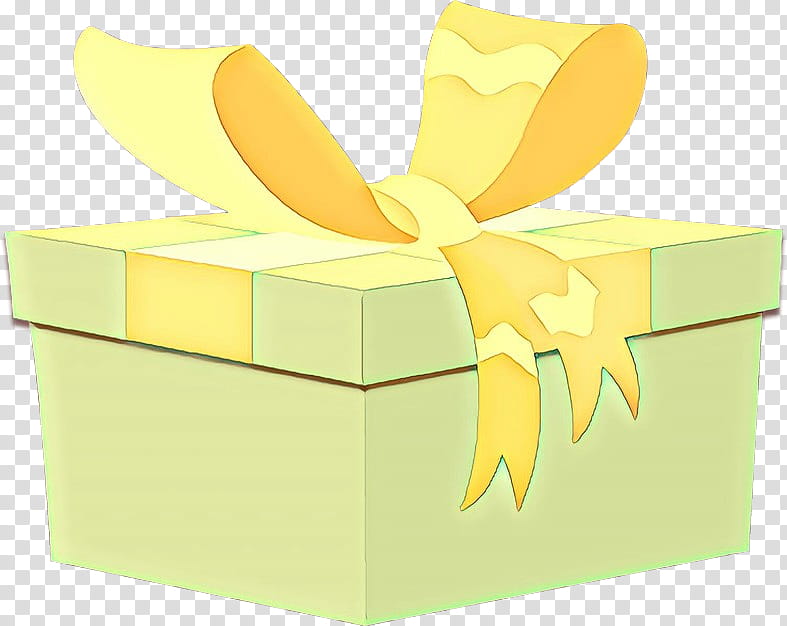 ribbon yellow box present, Cartoon, Wedding Favors, Gift Wrapping, Shipping Box, Party Favor transparent background PNG clipart