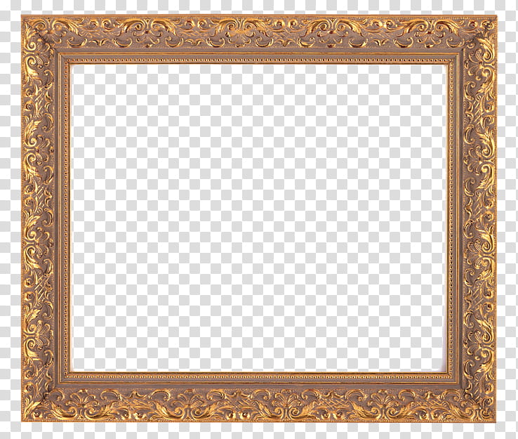 frames, rectangular gold-colored floral embossed frame transparent background PNG clipart