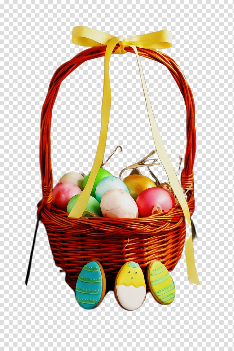 basket hamper gift basket present easter, Watercolor, Paint, Wet Ink, Easter
, Storage Basket, Wicker, Home Accessories transparent background PNG clipart