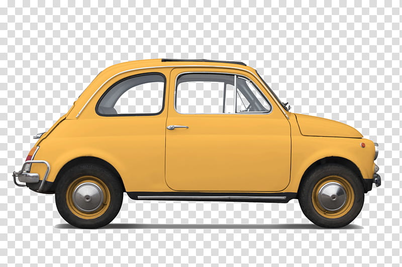 Classic Car, Fiat, Fiat Automobiles, Chrysler, Fiat 500, Fiat 500L, Fiat Ducato, Yellow transparent background PNG clipart