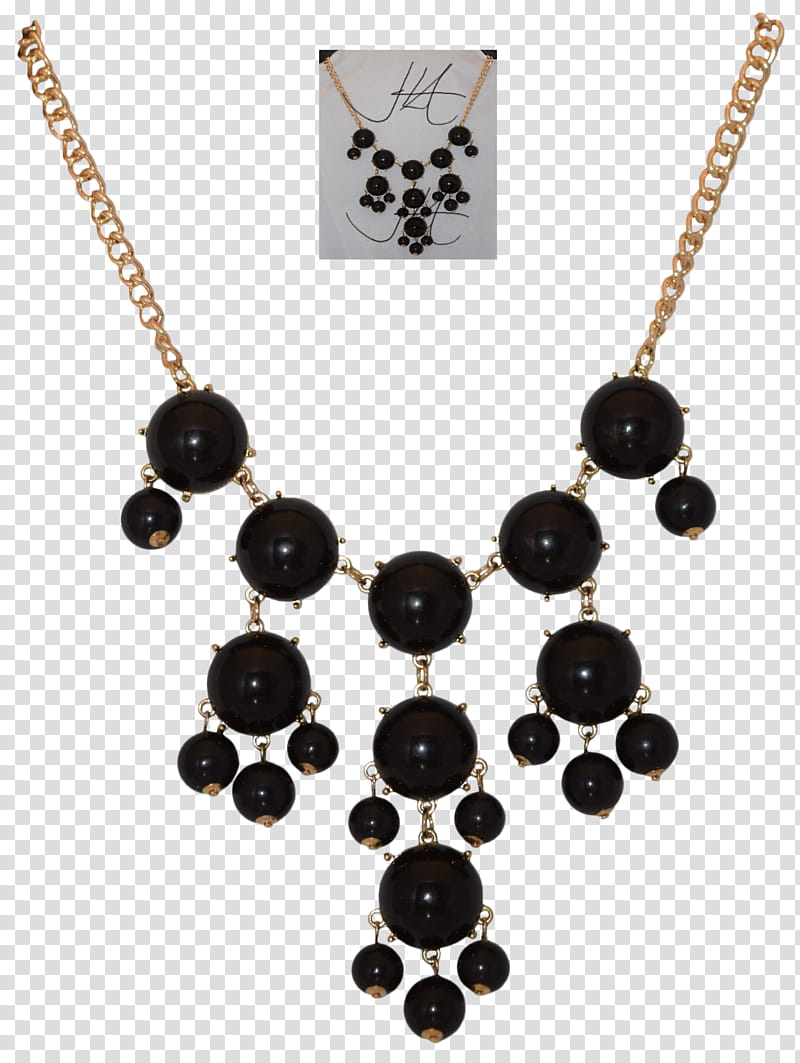 Black Bangles On Gold Necklace updated, silver-colored bib beaded necklace transparent background PNG clipart