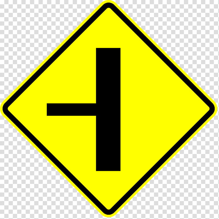 Road, Traffic Sign, Road Junction, Staggered Junction, Warning Sign, Intersection, Yellow, Text transparent background PNG clipart