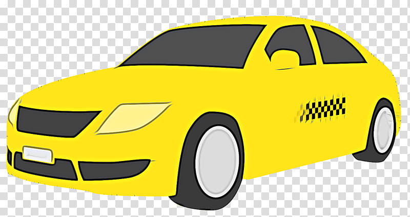 vehicle taxi car yellow compact car transparent background PNG clipart