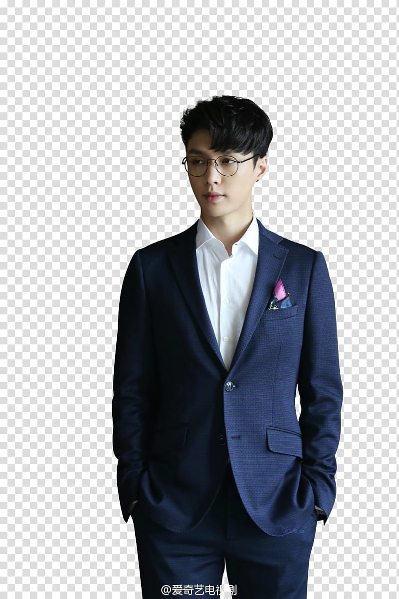 EXO Lay Zhang Yixing Studio , man wearing blue blazer jacket transparent background PNG clipart