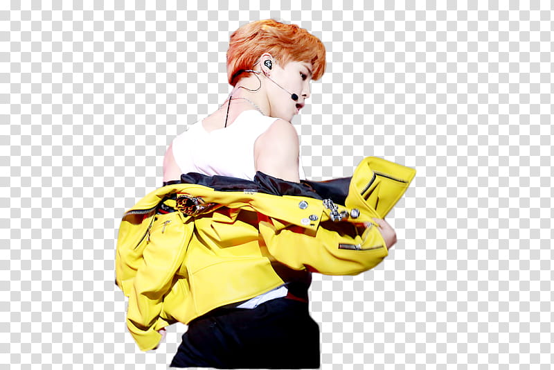 JIMIN BTS , man wearing yellow jacket transparent background PNG clipart