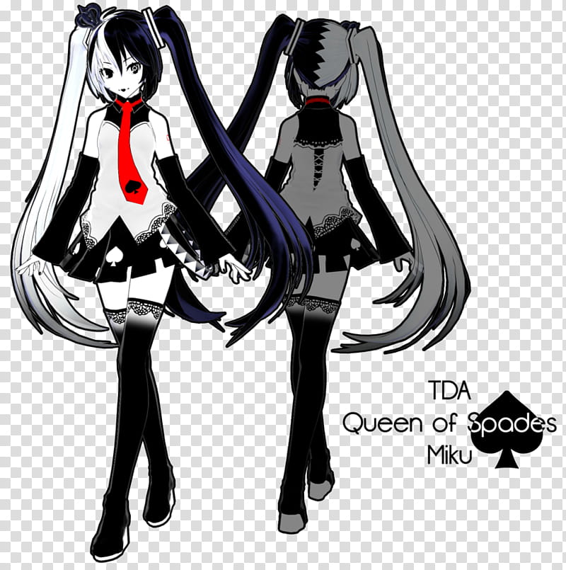TDA Queen of Spades Miku DL, two female anime character illustration transparent background PNG clipart