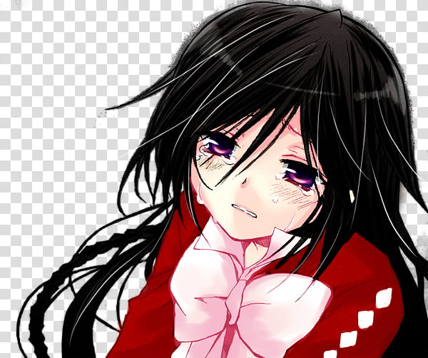 PH Colorings, black-haired female anime character crying illustration transparent background PNG clipart
