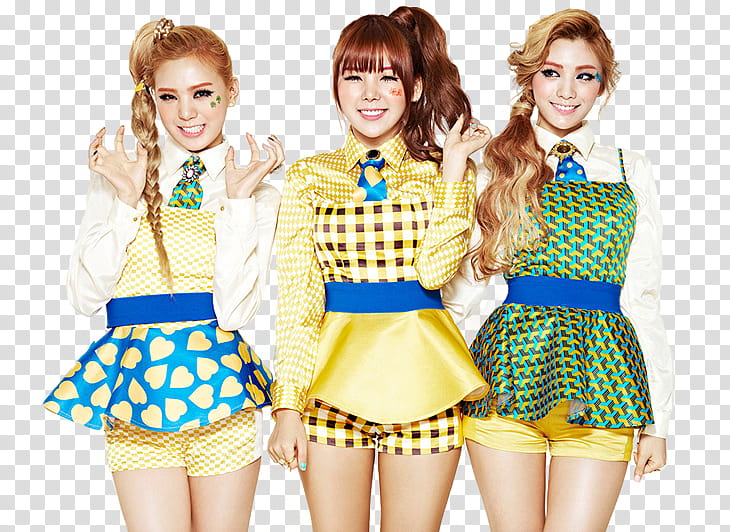 Orange Caramel renders, three women wearing assorted-color clothes transparent background PNG clipart