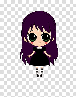 munequita a pedido de sofi, chibi drawing of a girl with violet hair transparent background PNG clipart