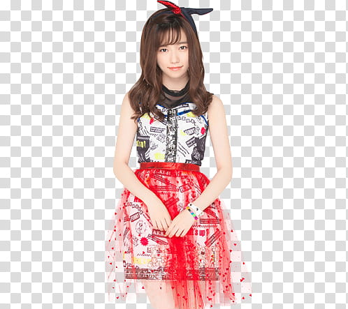 AKB Shimazaki Haruka P, woman in white, black, and red dress transparent background PNG clipart