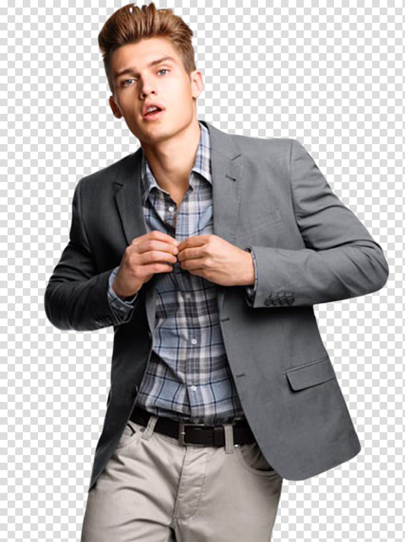 Male Model s, man wearing gray blazer and white dress pants transparent background PNG clipart