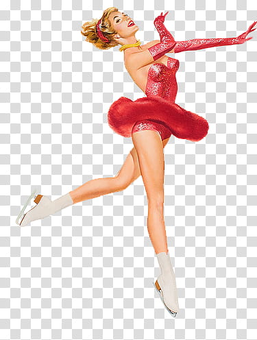 Pin up girls II, woman wearing dress during figure skates illustration transparent background PNG clipart