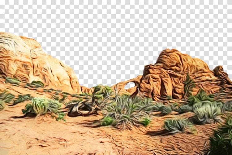 landscape plant tree grass rock, Watercolor, Paint, Wet Ink, Desert transparent background PNG clipart