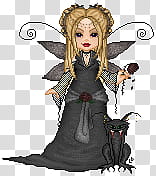 dark fairy, gold-haired fairy wearing gray dress graphic art transparent background PNG clipart