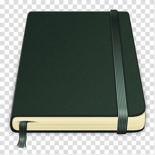 Moleskine Icons, closed green book with bookmark transparent background PNG clipart