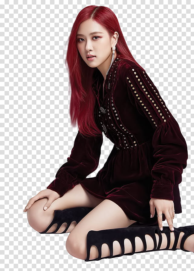 BLACKPINK X COSMOPOLITAN KOREA, sitting Black Pink Rose wearing black clothes transparent background PNG clipart