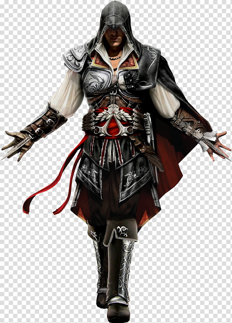 Assassin Creed, game character wearing black and white coat transparent background PNG clipart