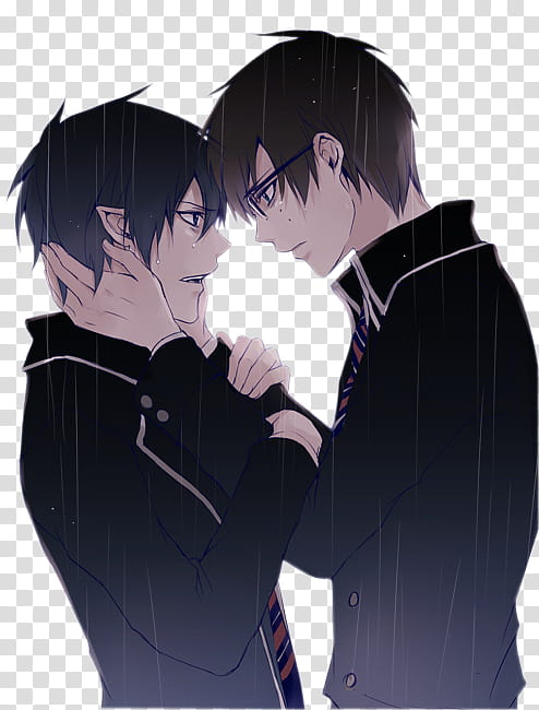 Yukio and Rin, two male characters facing each other transparent background PNG clipart