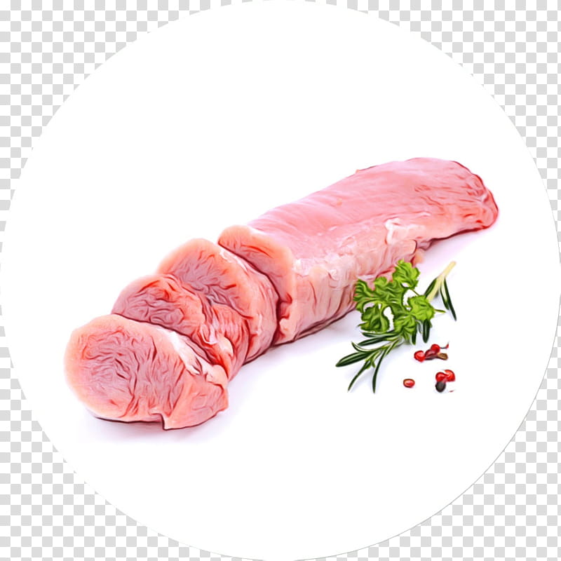 food pork loin veal animal fat dish, Watercolor, Paint, Wet Ink, Cuisine, Ingredient, Beef Tenderloin, Meat transparent background PNG clipart