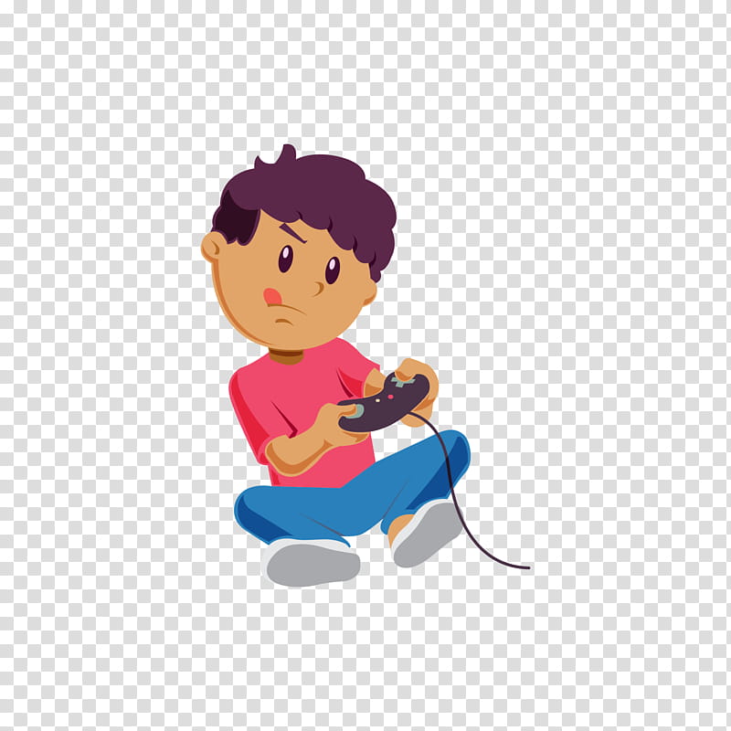 cartoon kid playing video games