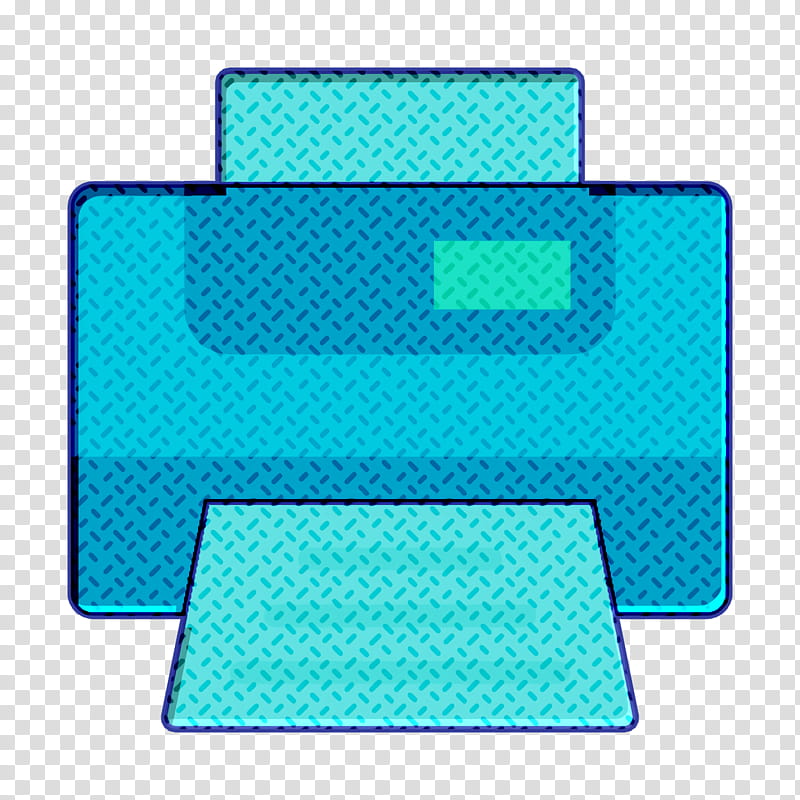 Print icon Printer icon Office elements icon, Turquoise, Aqua, Line, Rectangle, Electric Blue, Square transparent background PNG clipart