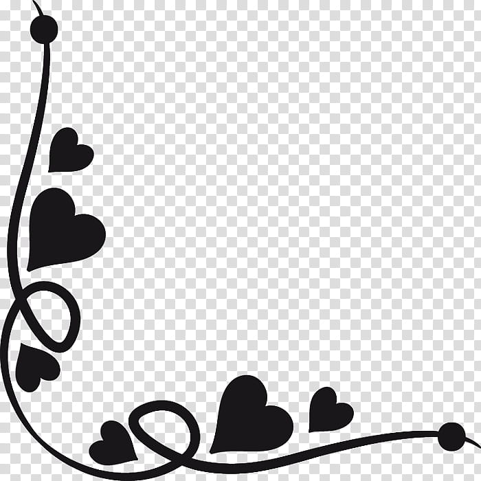 Valentine Day Corners, black hearts illustration transparent background PNG clipart
