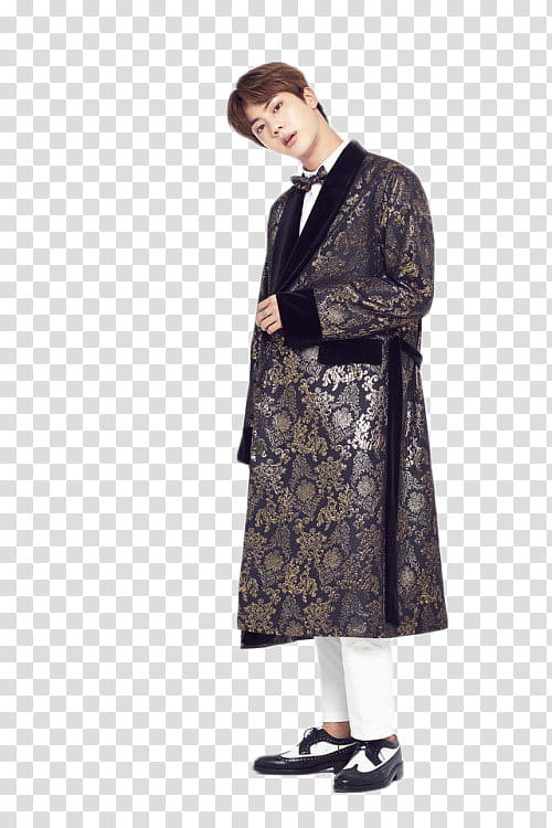 BTS, man in gray and gold floral robe transparent background PNG clipart
