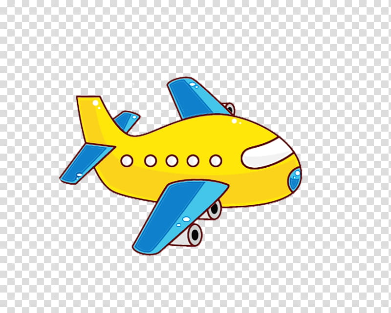 airplane cartoon air travel yellow, Watercolor, Paint, Wet Ink, Vehicle, Transport, Aircraft, Mode Of Transport transparent background PNG clipart